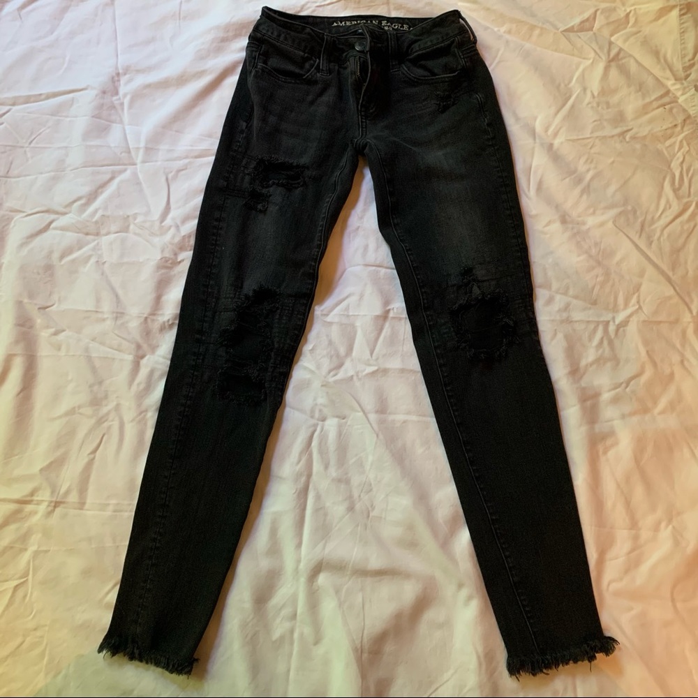 American eagle black ripped jeans